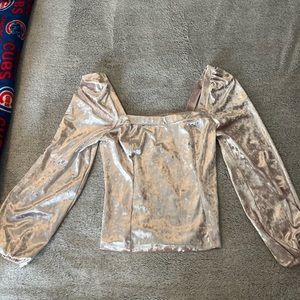 Anthropologie dusty rose velvet top